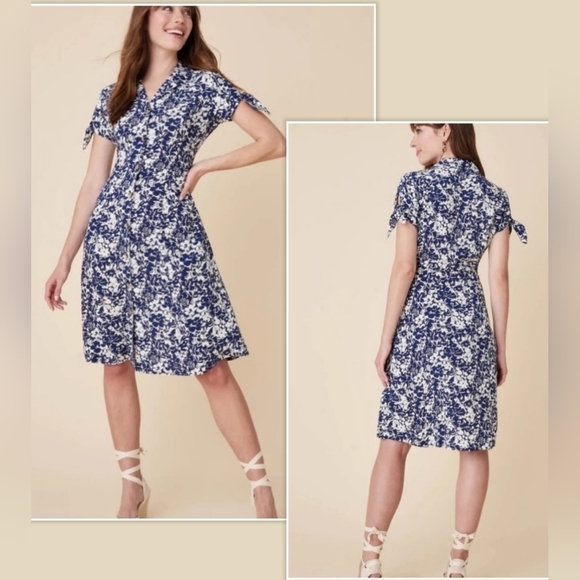 UNTUCKit for Her Camille Tie Sleeve Button Front Floral Print Dress Size 8 or M - Picture 1 of 10